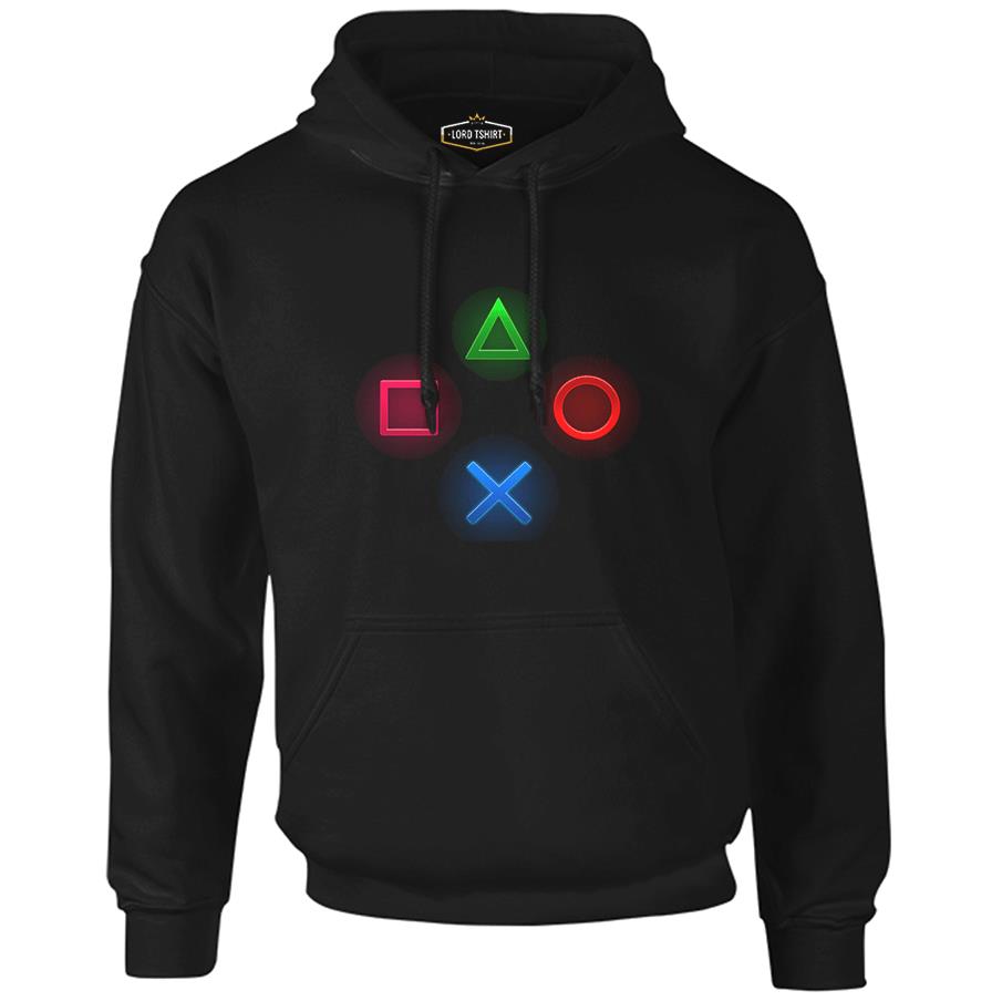 Play Buttons Black Men's Zipperless Hoodie
