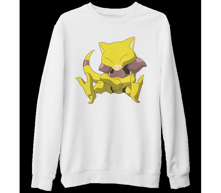 Pokemon - Abra Beyaz Kalın Sweatshirt