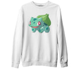 Pokemon - Bulbasaur Beyaz Kalın Sweatshirt