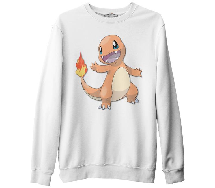 Pokemon - Charmander Beyaz Kalın Sweatshirt