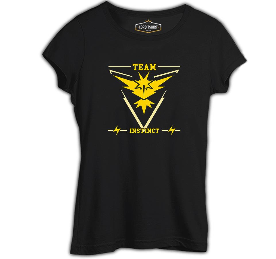 Pokemon Go - Team Instinct Siyah Kadın Tshirt
