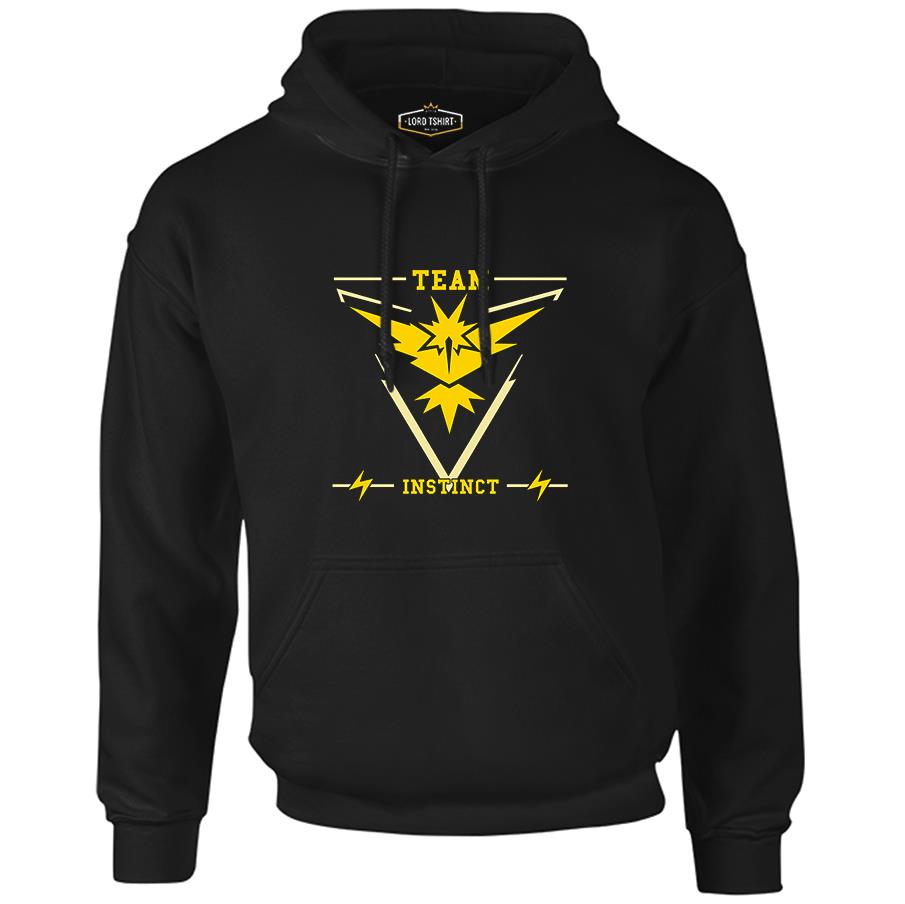 Pokemon Go - Team Instinct Siyah Erkek Fermuarsız Kapşonlu