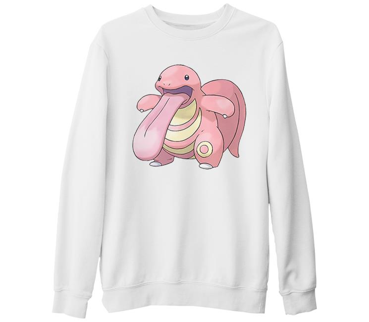 Pokemon - Lickitung Beyaz Kalın Sweatshirt