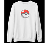 Pokemon - Pokeball Beyaz Kalın Sweatshirt