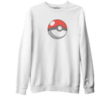 Pokemon - Pokeball Beyaz Kalın Sweatshirt