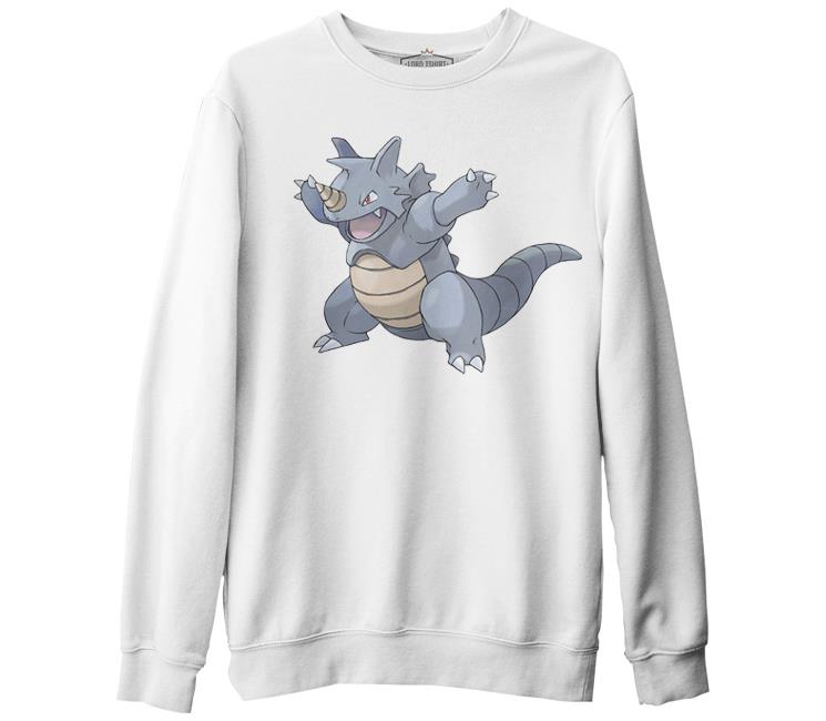 Pokemon - Rhydon Beyaz Kalın Sweatshirt