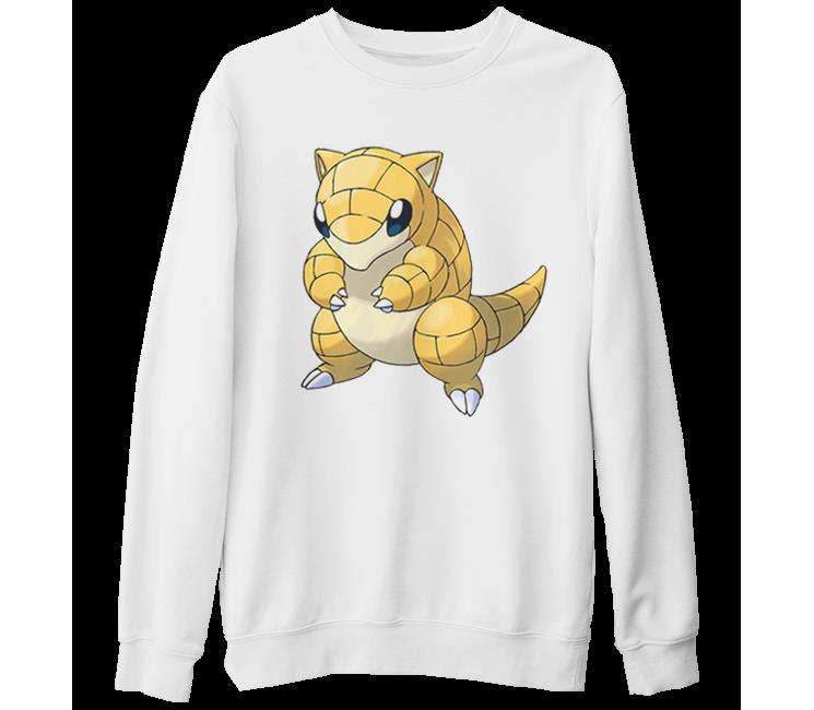 Pokemon - Sandshrew Beyaz Kalın Sweatshirt
