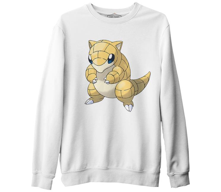 Pokemon - Sandshrew Beyaz Kalın Sweatshirt