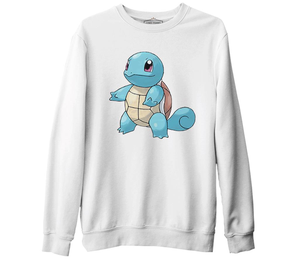 Pokemon - Squirtle Beyaz Kalın Sweatshirt
