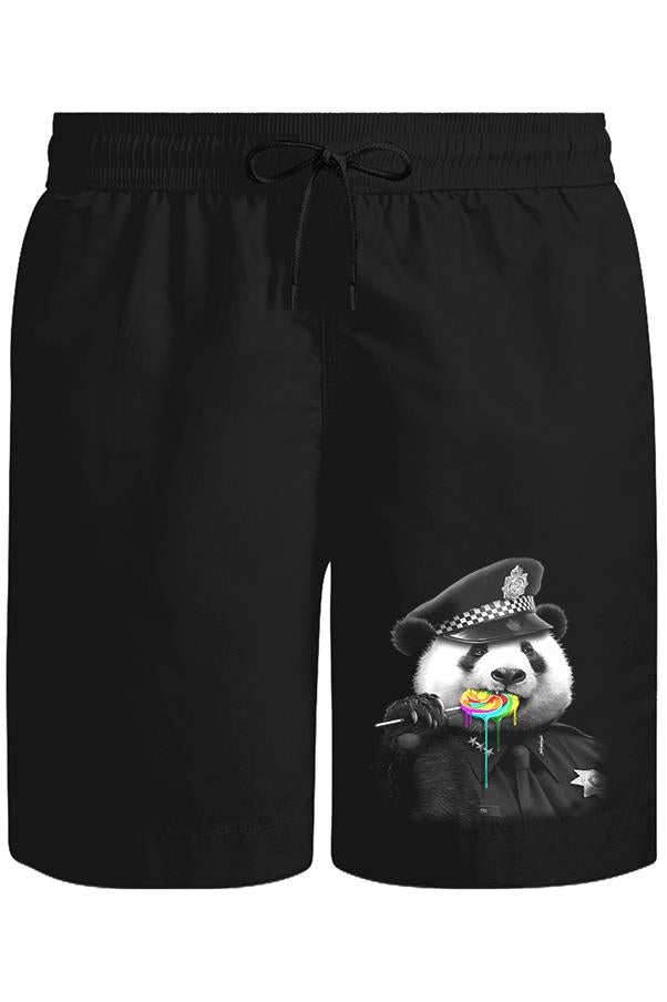 Police Panda Unisex Siyah Şort