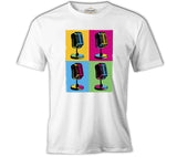 Pop Art Microphones Beyaz Erkek Tshirt