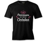 Princess Born in October - Heart Siyah Erkek Tshirt