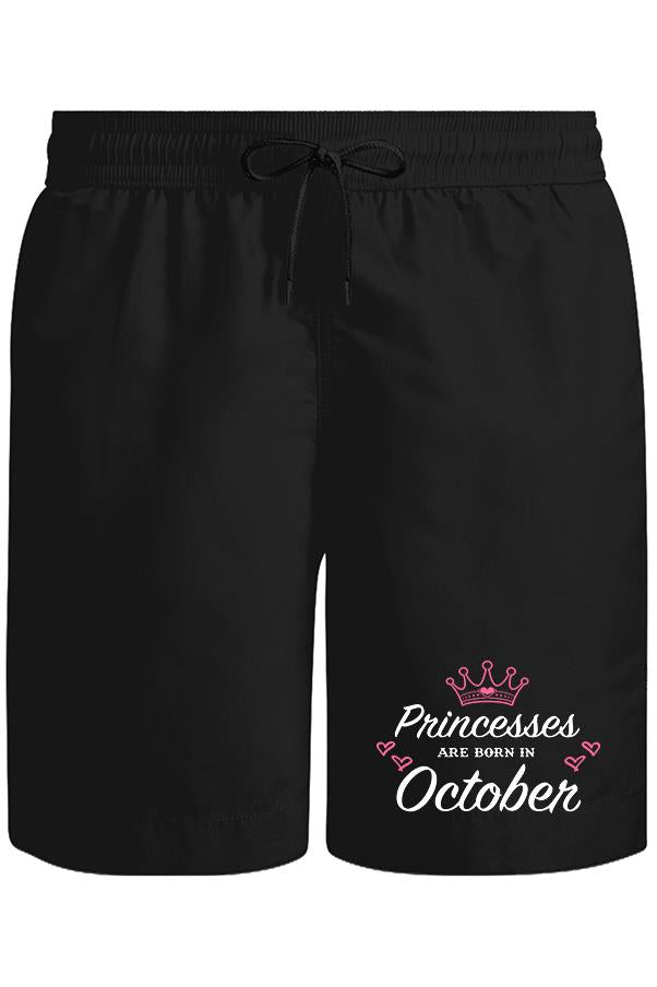 Princess Born in October - Heart Unisex Siyah Şort