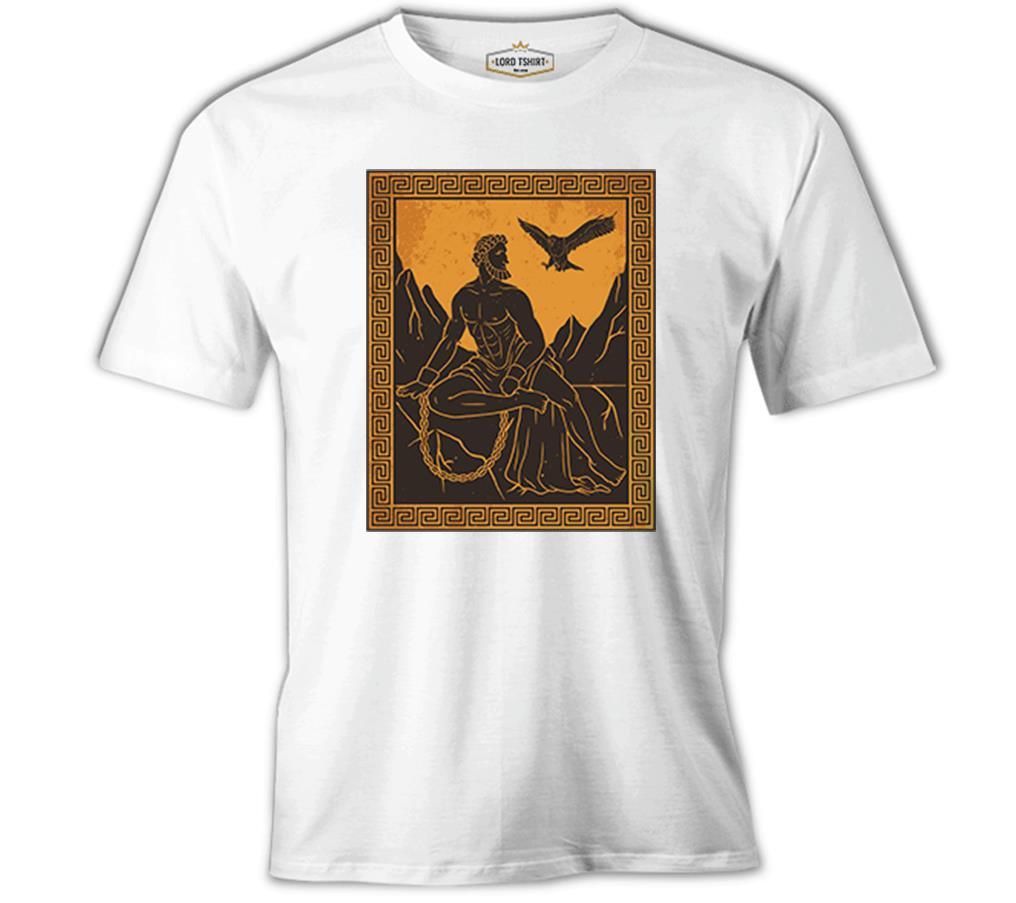 Prometheus and the Eagle from Greek Mythology Beyaz Erkek Tshirt