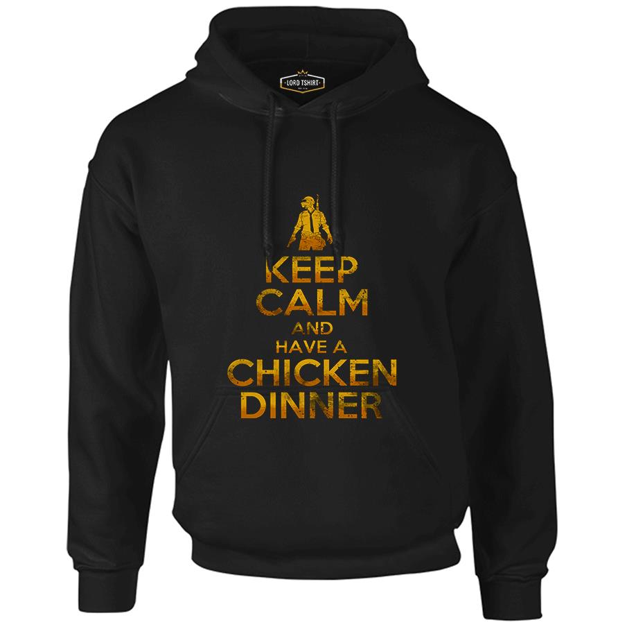 PUBG - Keep Calm Siyah Erkek Fermuarsız Kapşonlu