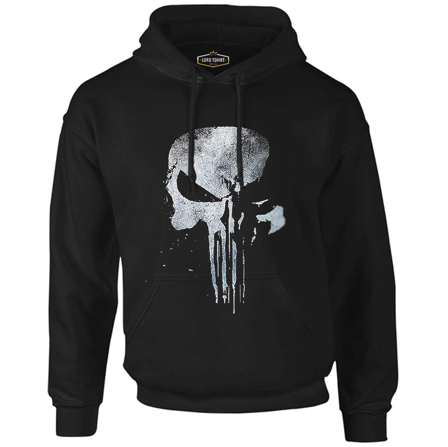 Punisher - Logo 2 Siyah Erkek Fermuarsız Kapşonlu