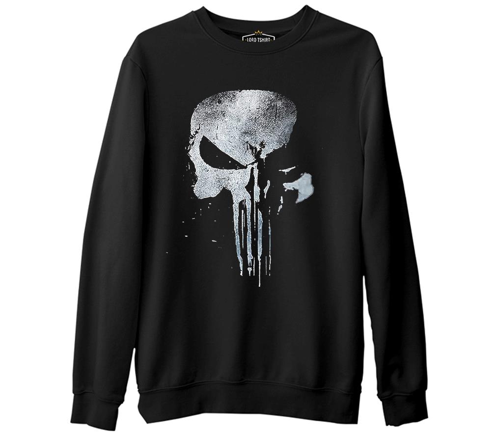 Punisher - Logo 2  Siyah Erkek Kalın Sweatshirt