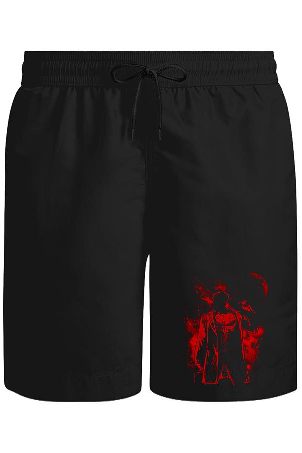 Punisher Red Moon Unisex Siyah Şort