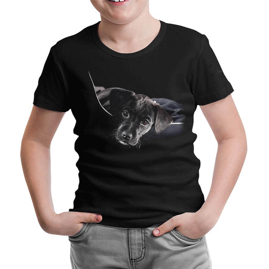 Puppy Siyah Çocuk Tshirt