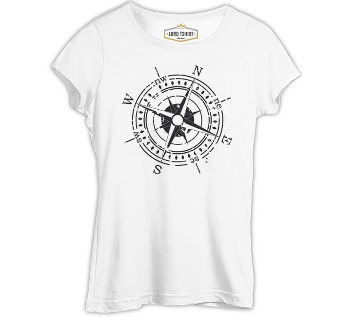 Pusula - Compass North Beyaz Kadın Tshirt