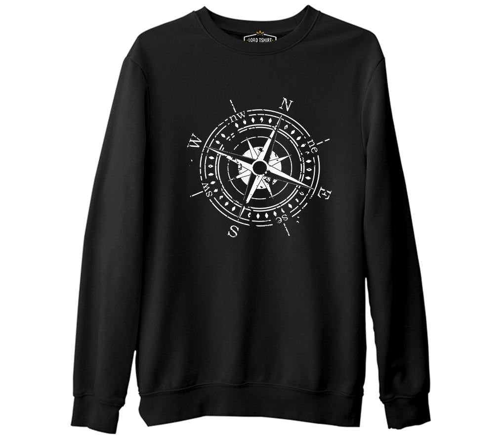 Pusula II Siyah Erkek Kalın Sweatshirt
