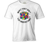 Puzzle Cube with Calculations Beyaz Erkek Tshirt