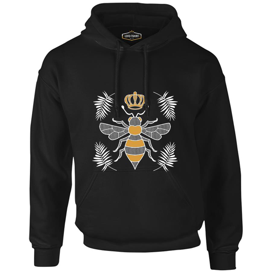 Queen Bee and Leaves Black Men's Zipperless Hoodie