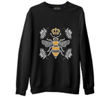 Queen Bee and Leaves Siyah Erkek Kalın Sweatshirt