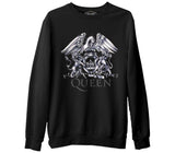 Queen Logo  Siyah Erkek Kalın Sweatshirt