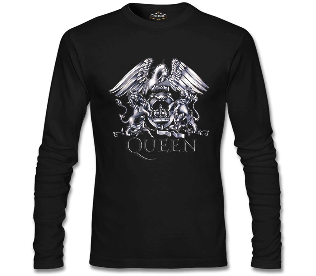 Queen Logo Siyah Erkek Sweatshirt