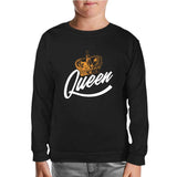 Queen Logo with a Crown Black Kids Sweatshirt