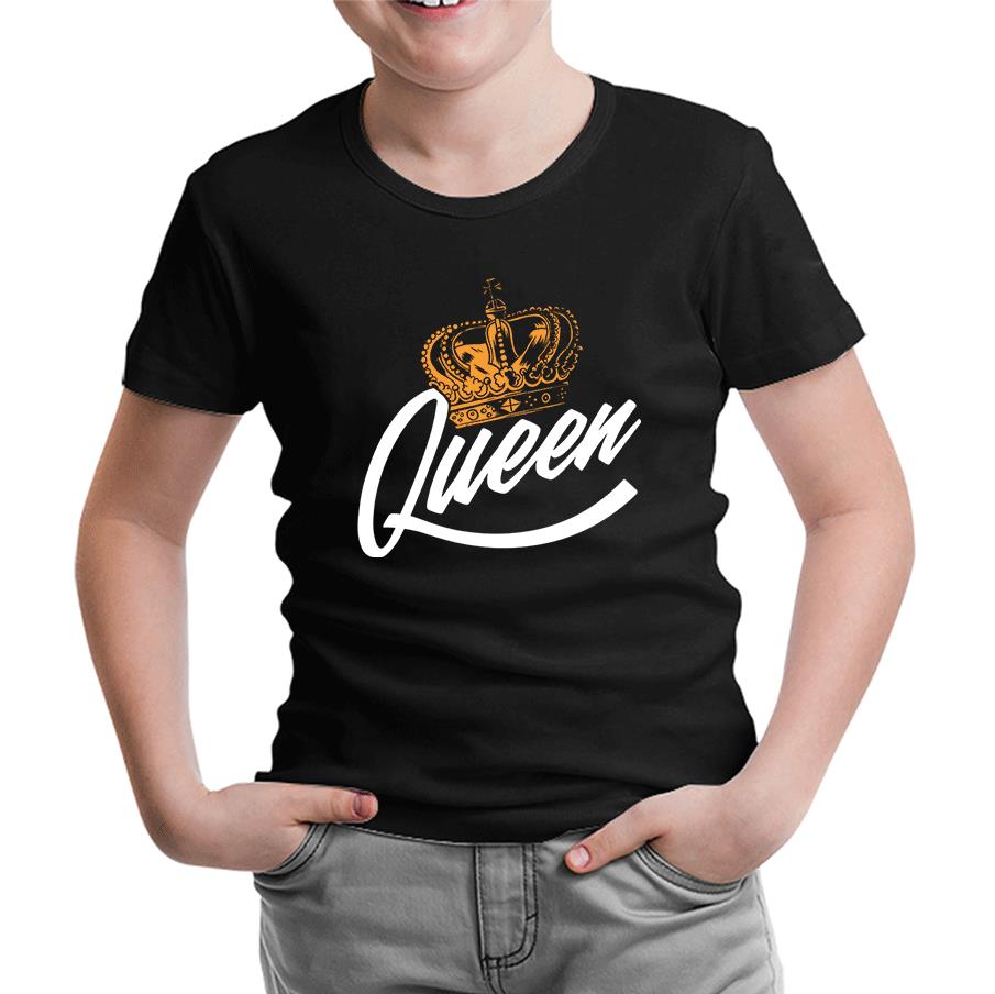 Queen Logo with a Crown Siyah Çocuk Tshirt