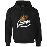 Queen Logo with a Crown Siyah Erkek Fermuarsız Kapşonlu