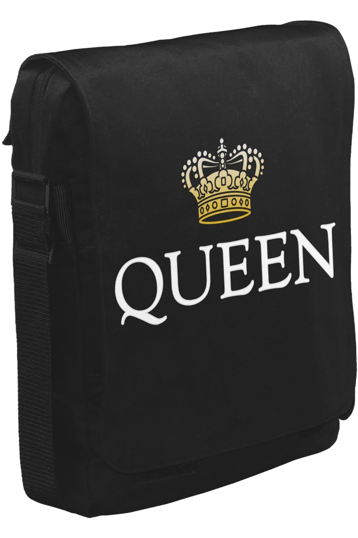 Kraliçe - Queen I Unisex Siyah Postacı Çanta