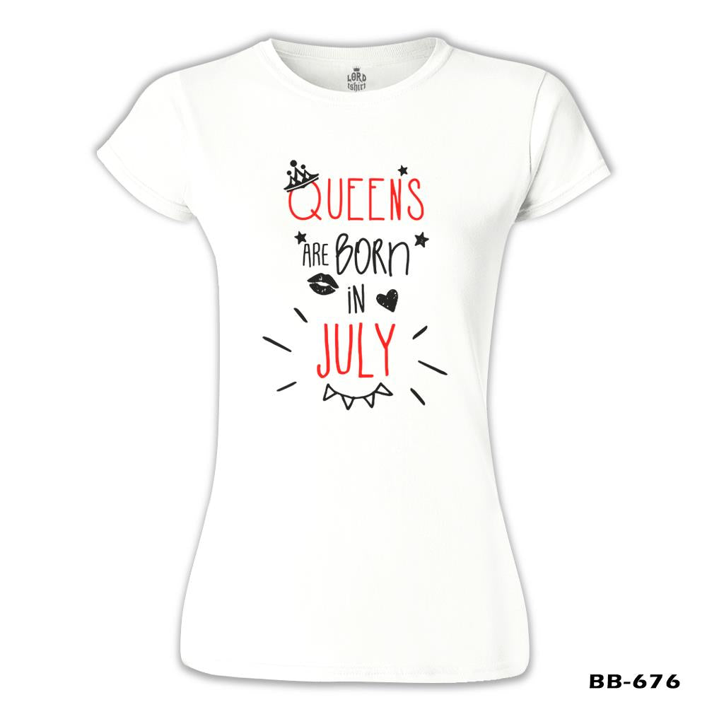 Queens are Born in July White Women's Tshirt