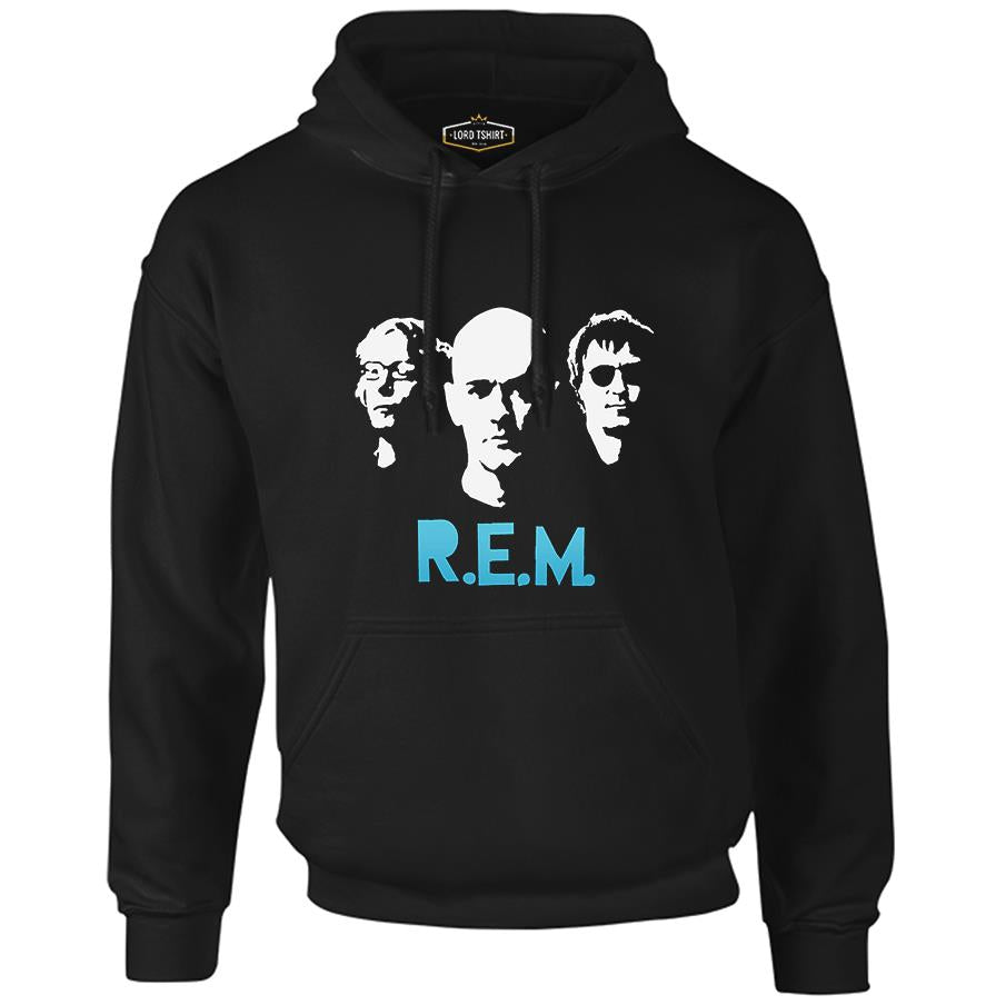R.E.M Siyah Erkek Fermuarsız Kapşonlu