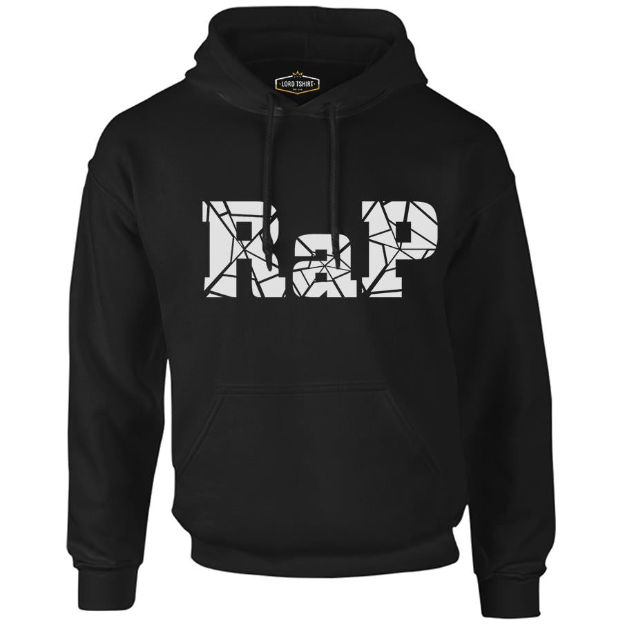 RAP Logo Siyah Erkek Fermuarsız Kapşonlu