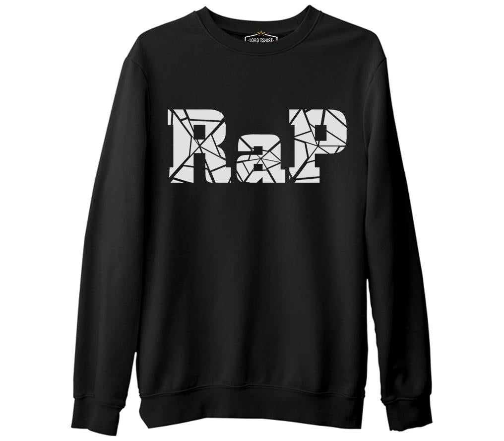 RAP Logo  Siyah Erkek Kalın Sweatshirt