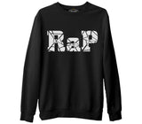 RAP Logo  Siyah Erkek Kalın Sweatshirt
