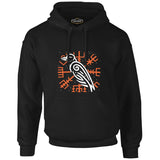 Raven Bird and Viking Sign Background Black Men's Zipperless Hoodie