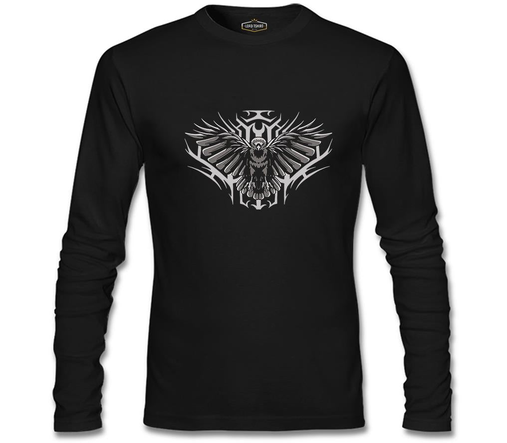 Raven Bird Flying with Open Wings Black Men's Sweatshirt