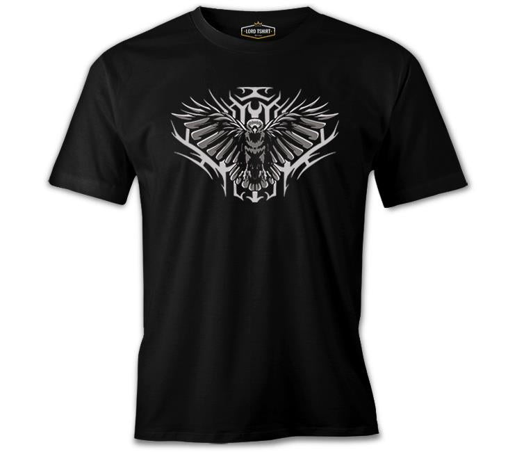 Raven Bird Flying with Open Wings Siyah Erkek Tshirt