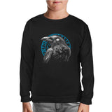 Raven Bird in Front of a Viking Rune Black Kids Sweatshirt