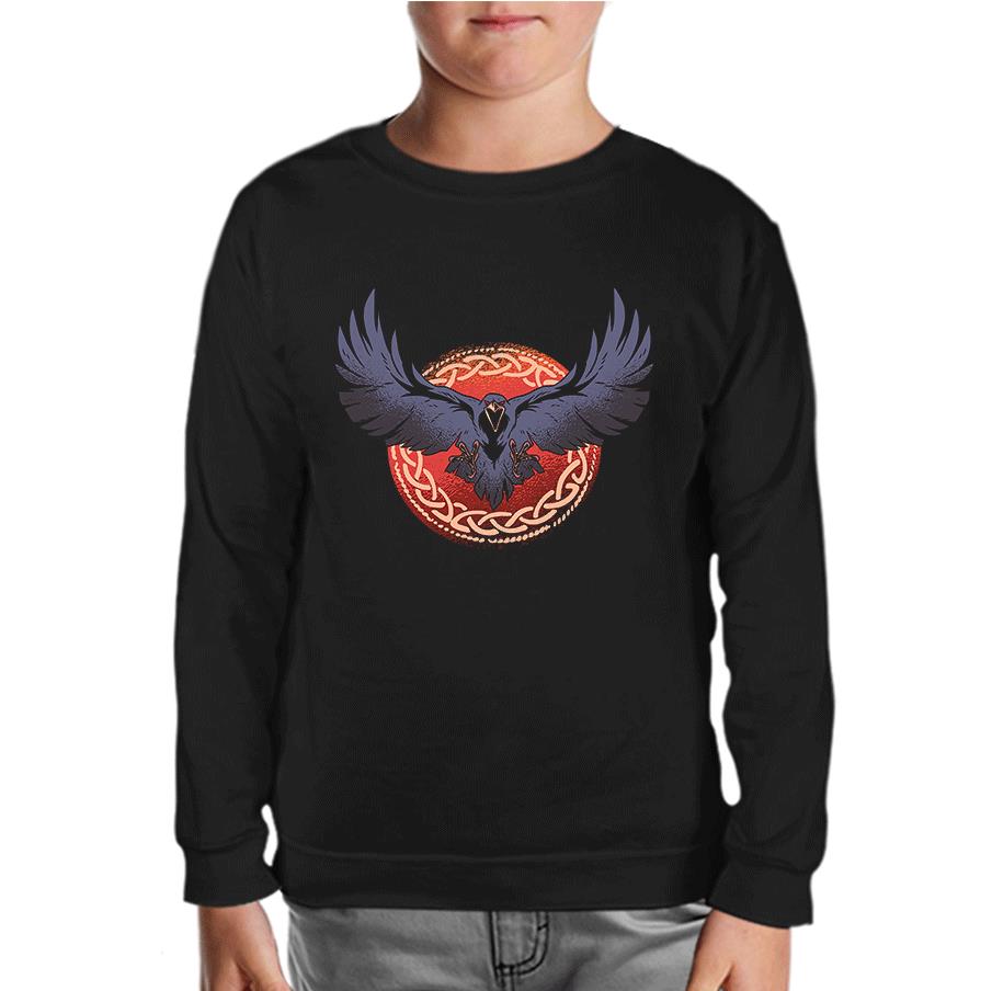 Raven Bird Screaming Black Kids Sweatshirt