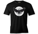 Raven Bird Wings and Moon Siyah Erkek Tshirt