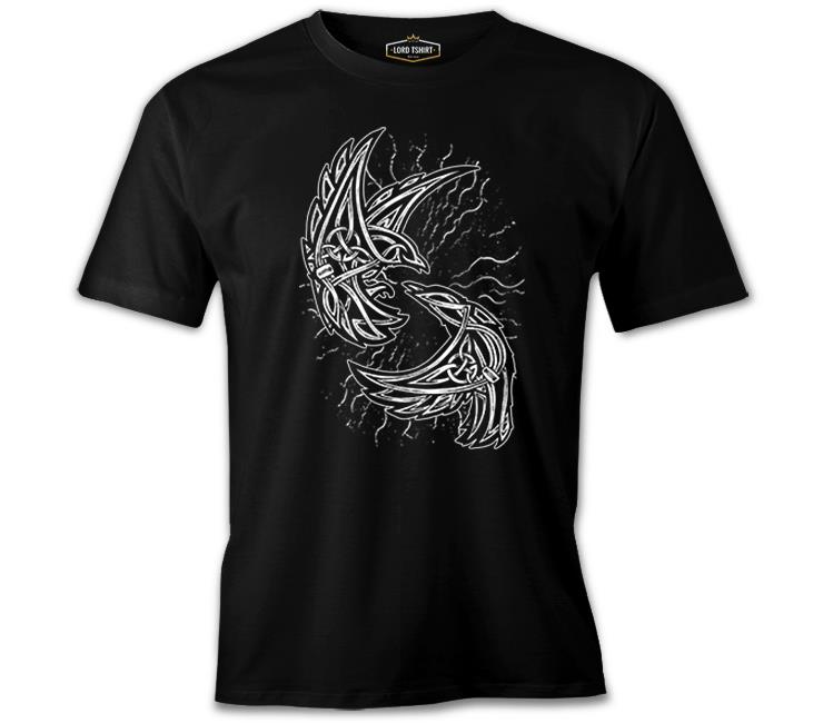 Raven Birds with Viking Knots Black Men's Tshirt