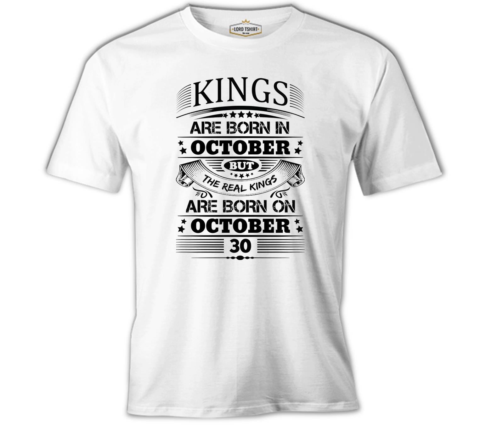 Real Kings Born on October - Date White Men's Tshirt 