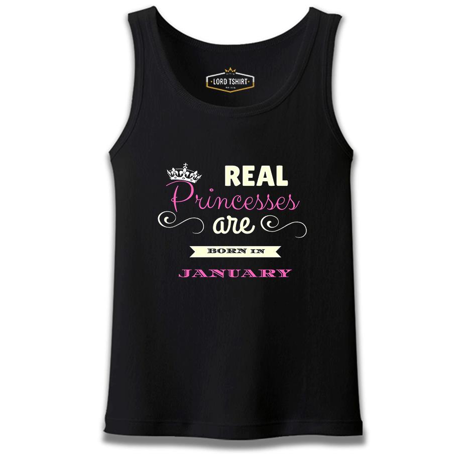 Real Princesses are born in January Siyah Erkek Atlet