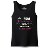 Real Princesses are born in January Siyah Erkek Atlet