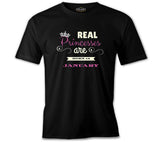 Real Princesses are born in January Siyah Erkek Tshirt